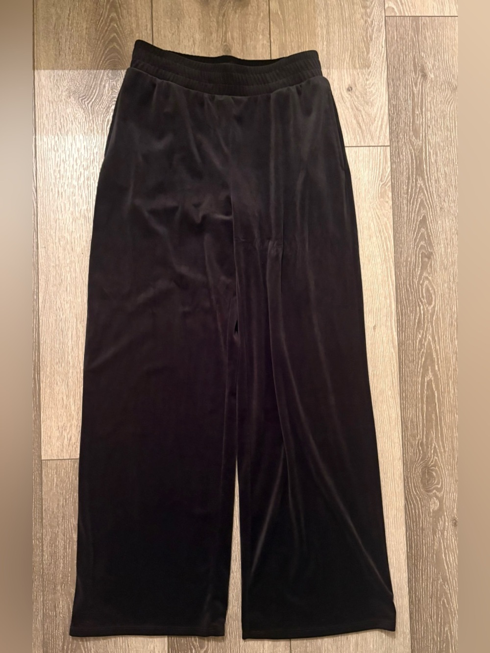 Forever 21 Black Velour Wide Leg Pull-On Pants Size Large
